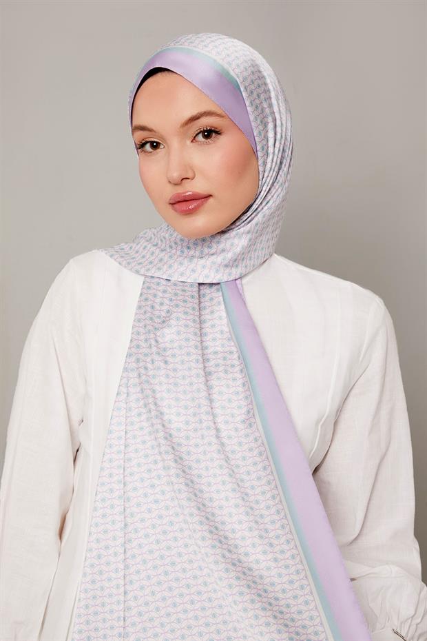 Lila Halkalı Benek Desen Angel Şal