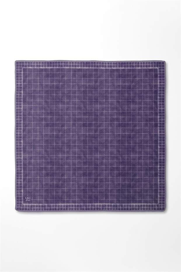 Lila Kareli Twill İpek Eşarp