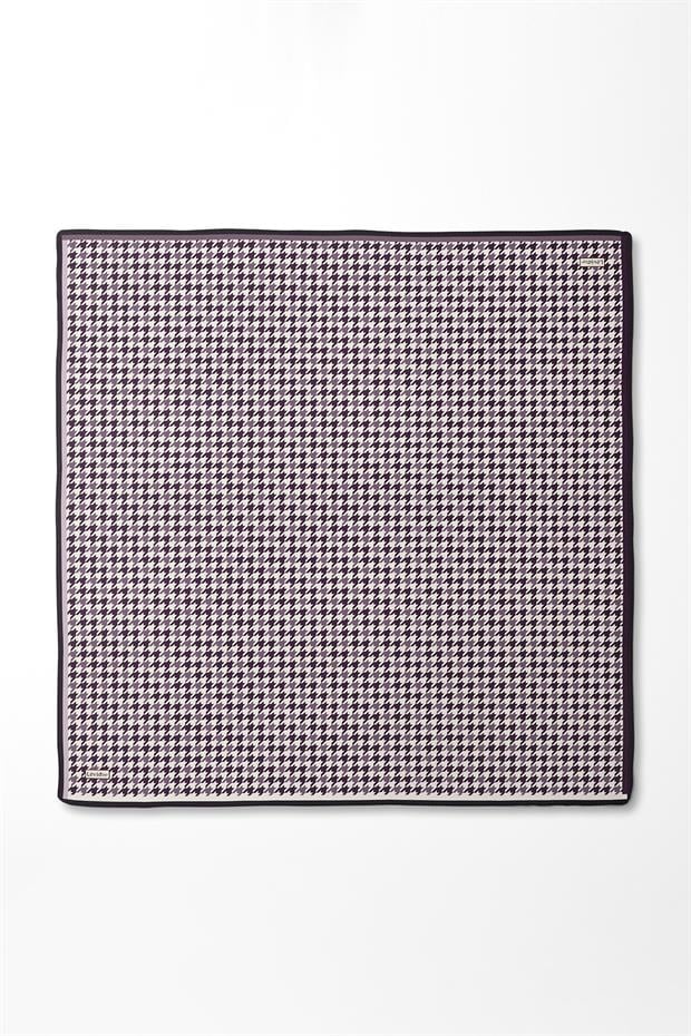 Lila Kazayağı Desen Twill İpek Eşarp