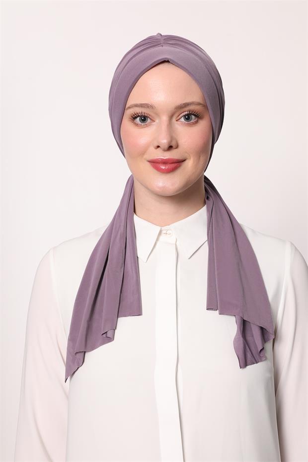 Lila Kelebek Desen Hazır Şal