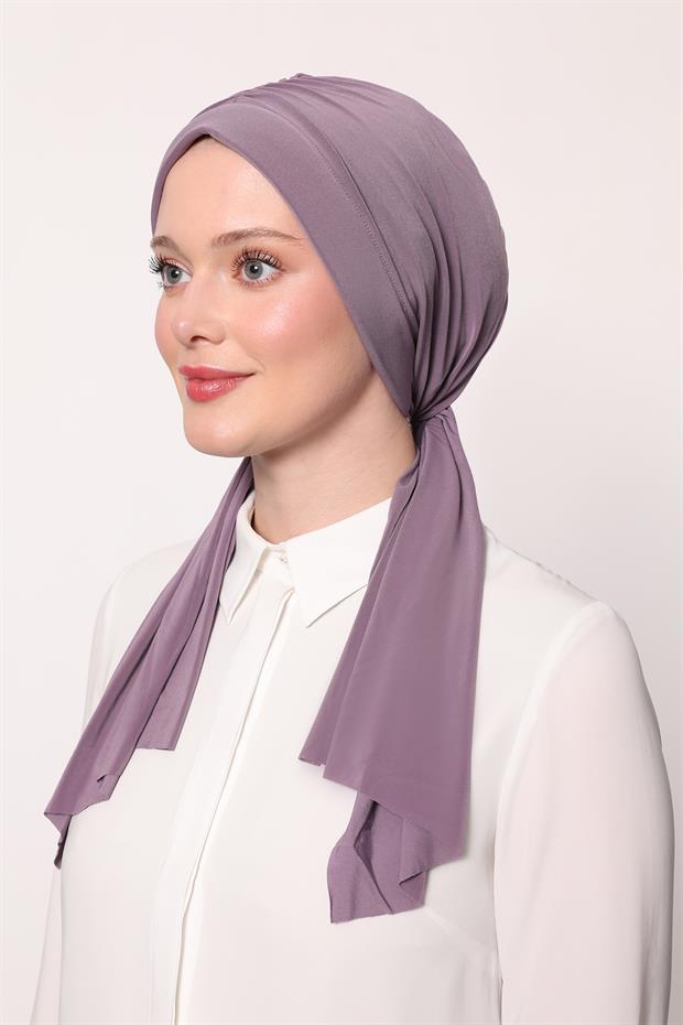 Lila Kelebek Desen Hazır Şal