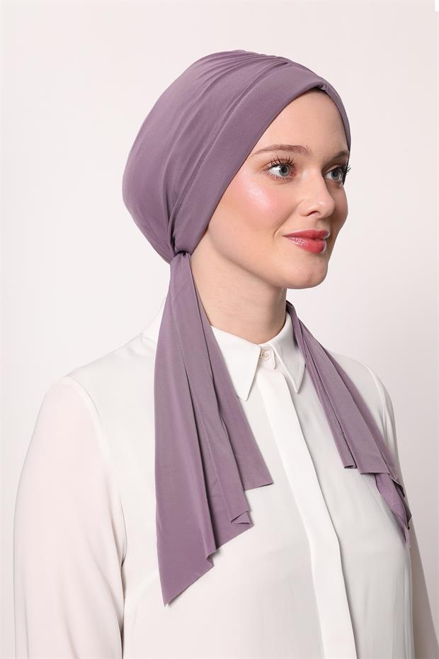 Lila Kelebek Desen Hazır Şal