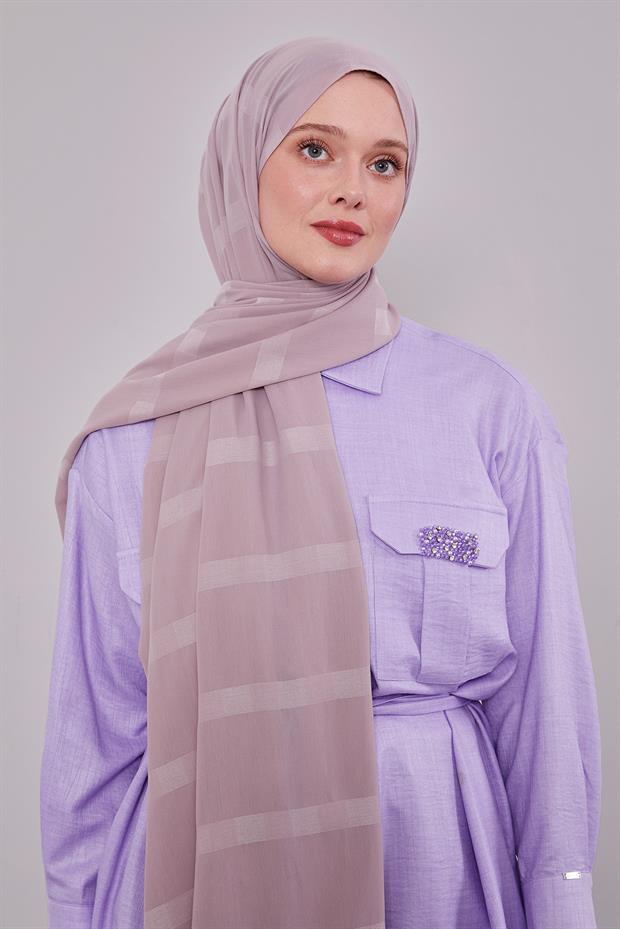 Lila Kendinden Çizgili Dream Şal