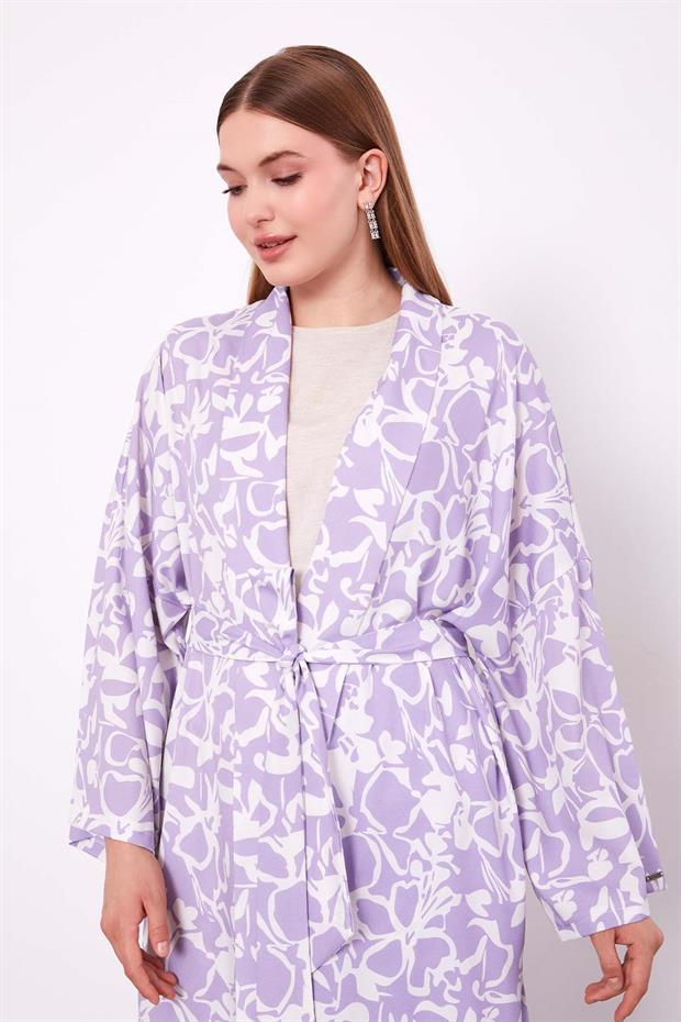 Lila Kimono Pantolon Takım