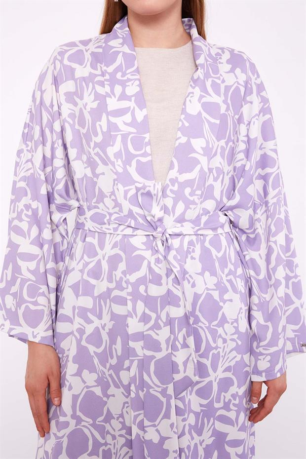 Lila Kimono Pantolon Takım