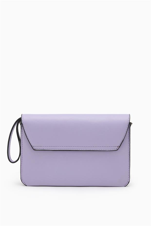 Lila Metal Logolu Omuz Çantası