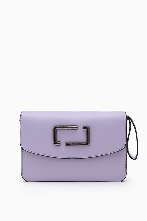 Lila Metal Logolu Omuz Çantası