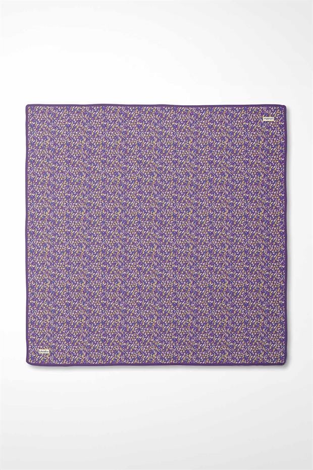 Lila Mini Yazı Detay Twill İpek Eşarp