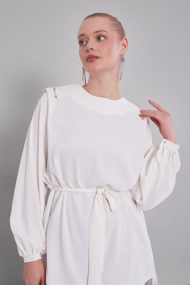 Lila Piliseli Desenli Etek Takım