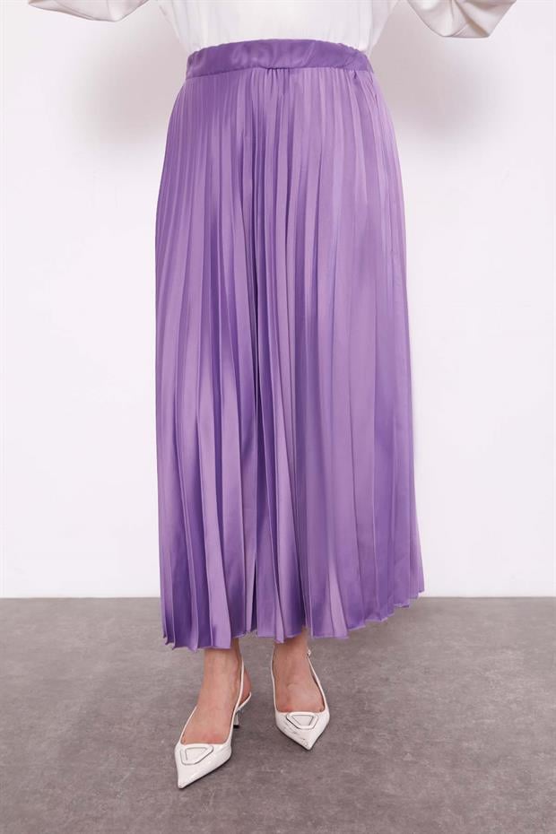 Lila Piliseli Saten Etek