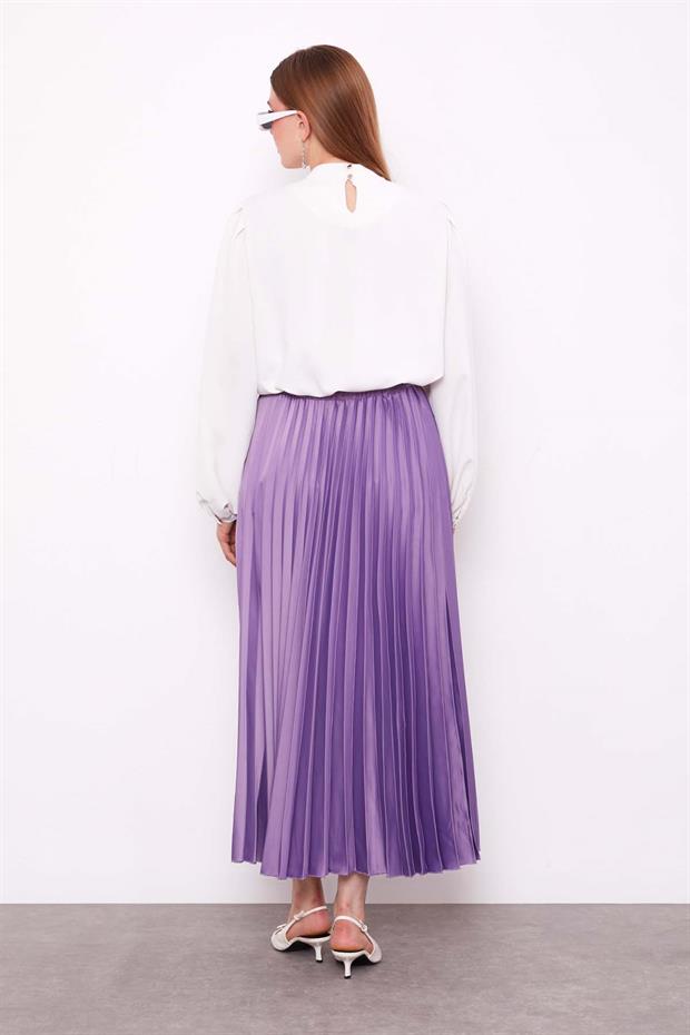 Lila Piliseli Saten Etek