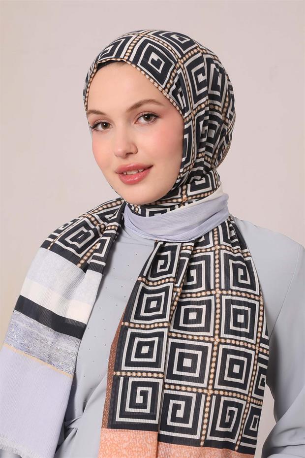 Lila Yıldız Desen Pamuk Şal