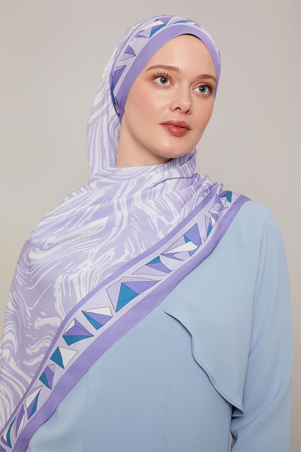 Lila Zebra Desen Club Şal