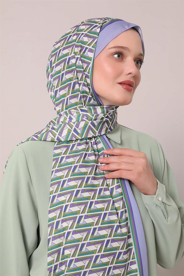 Lila Zigzag Desen Club Şal