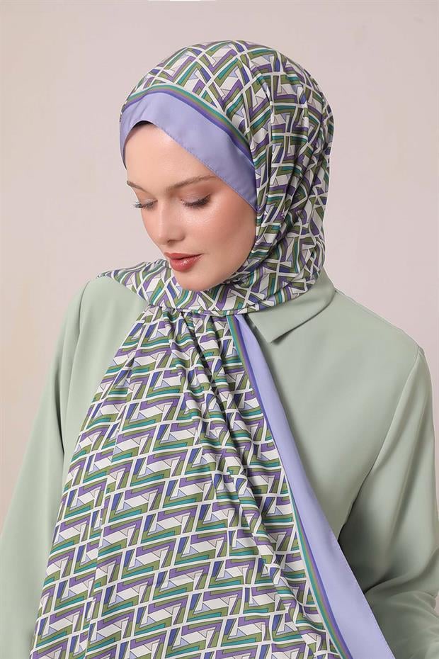 Lila Zigzag Desen Club Şal