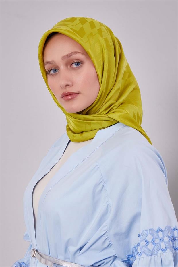 Misket Limon Baklava Desen Kristal Jakar Eşarp