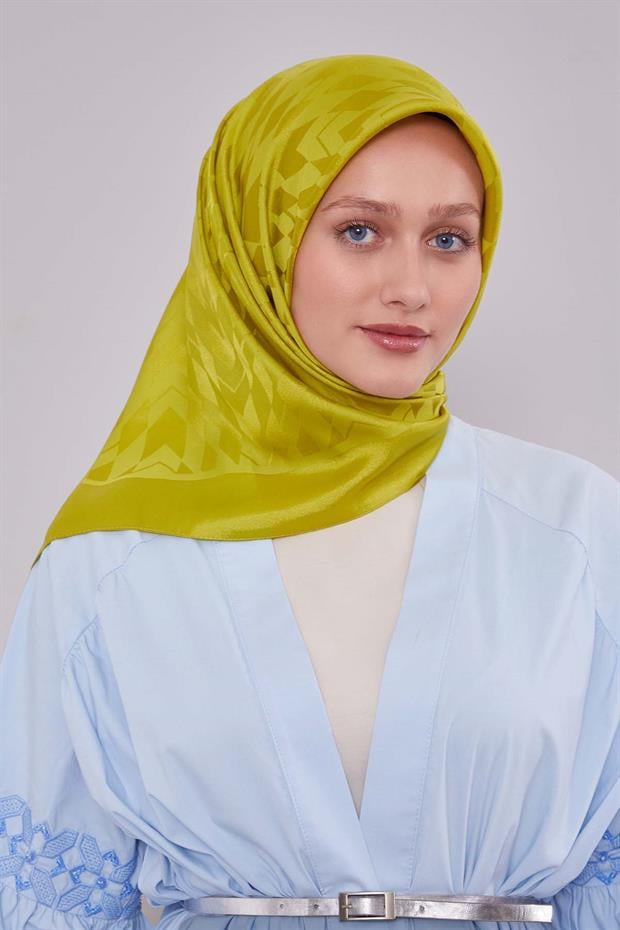 Misket Limon Baklava Desen Kristal Jakar Eşarp