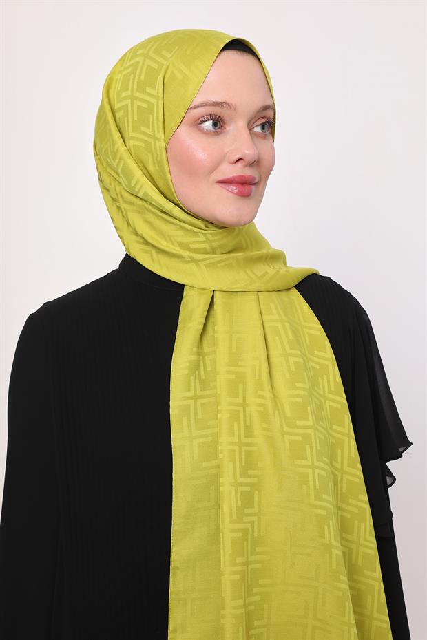 Misket Limon Kare Desen Blue Jakar Şal