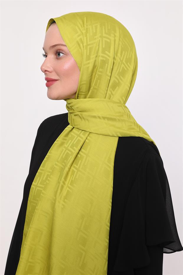 Misket Limon Kare Desen Blue Jakar Şal