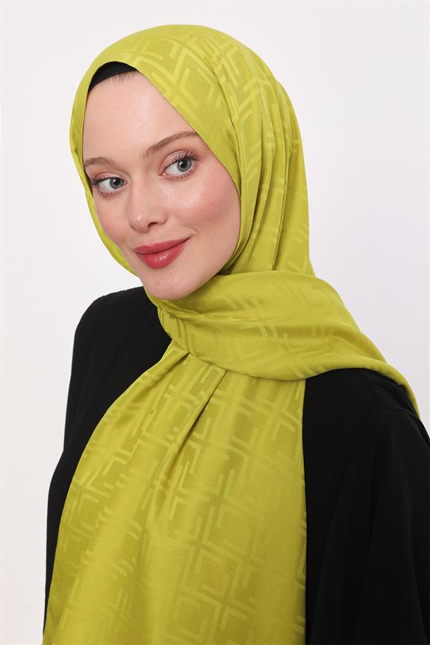 Misket Limon Kare Desen Blue Jakar Şal