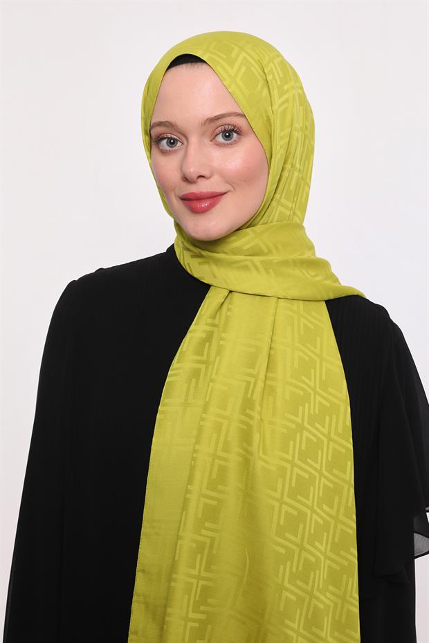 Misket Limon Kare Desen Blue Jakar Şal