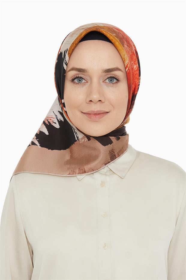 Mat Siyah Twill Saf İpek Eşarp