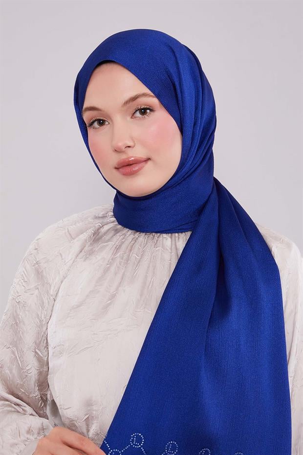 Mavi Altıgen Desen Diamond Şal