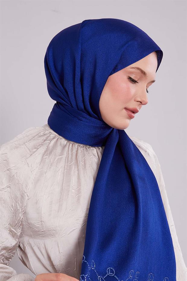 Mavi Altıgen Desen Diamond Şal