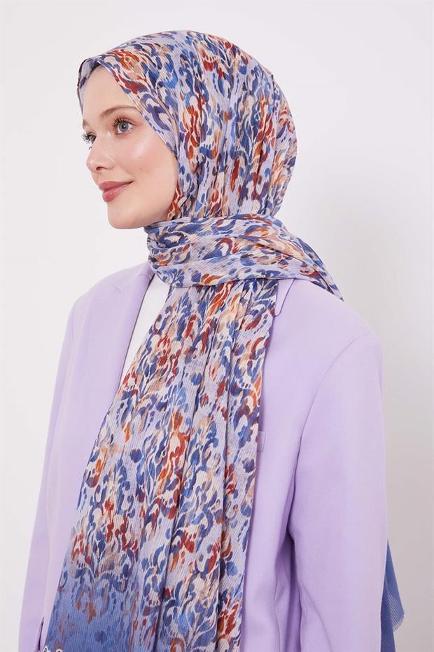 Mavi Batik Desen Pamuk Şal