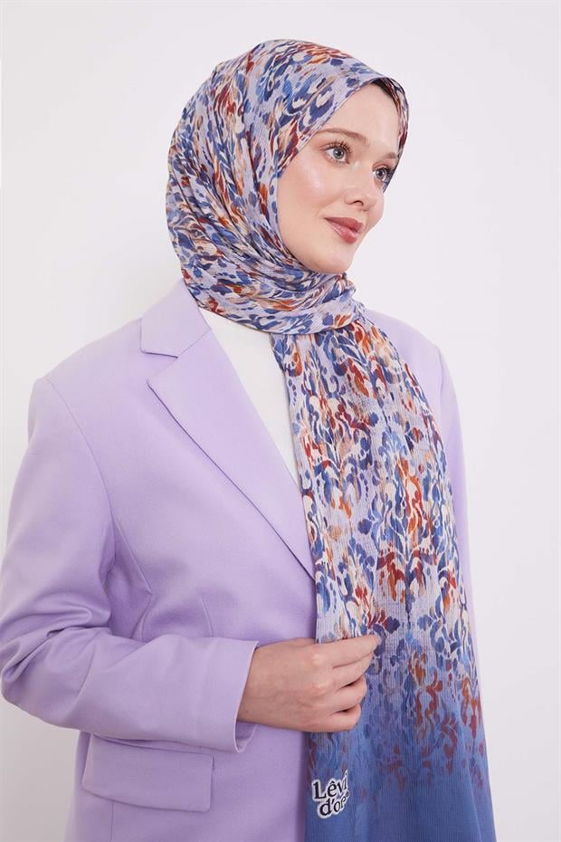 Mavi Batik Desen Pamuk Şal