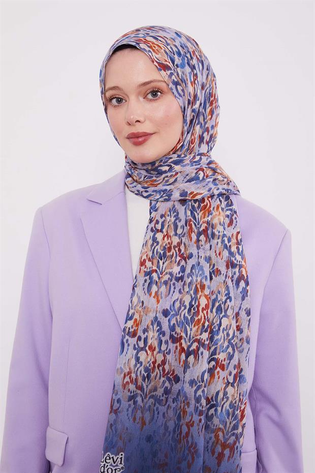 Mavi Batik Desen Pamuk Şal