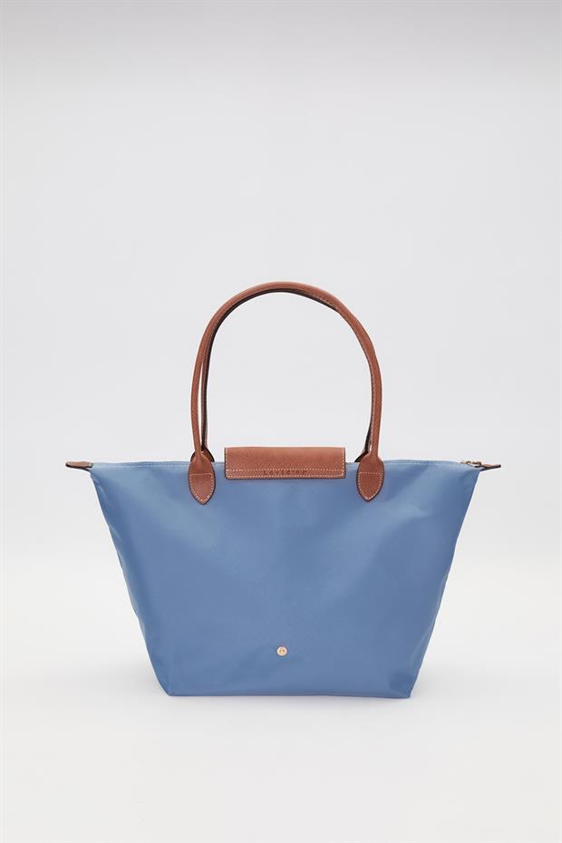 Mavi Deri Askılı Tote Omuz Çantası