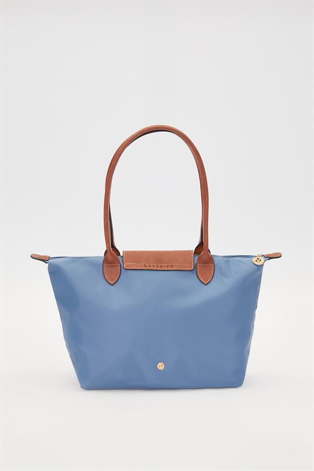 Mavi Deri Kapaklı Uzun Askılı Omuz Çantası