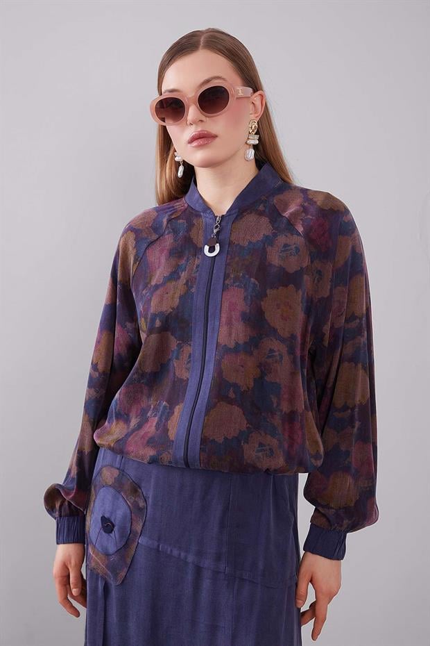 Mavi Ebruli Desenli Cupra İkili Takım