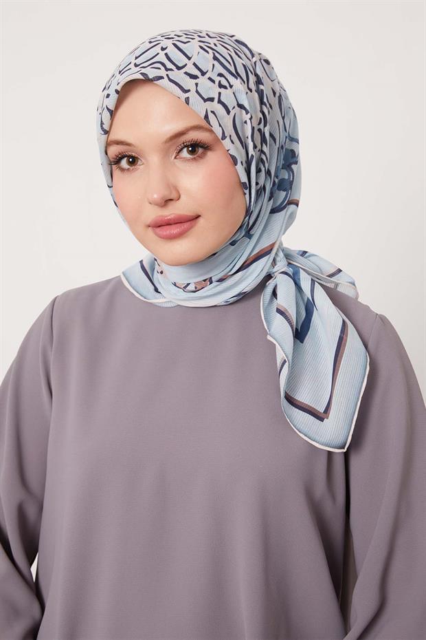 Mavi Etnik Desen Pamuk Eşap