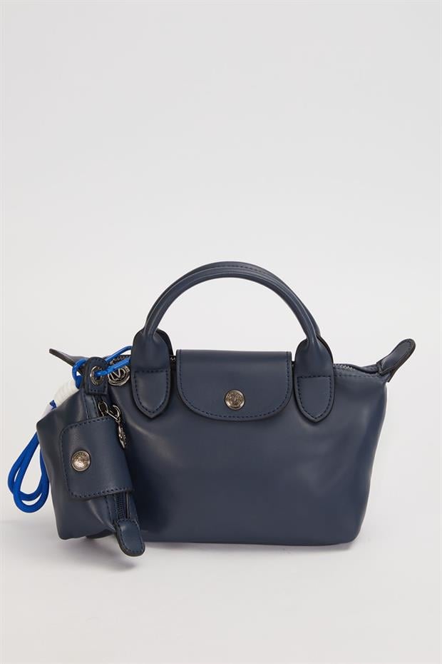 Mavi İp Saçaklı Charm Detaylı El Çantası