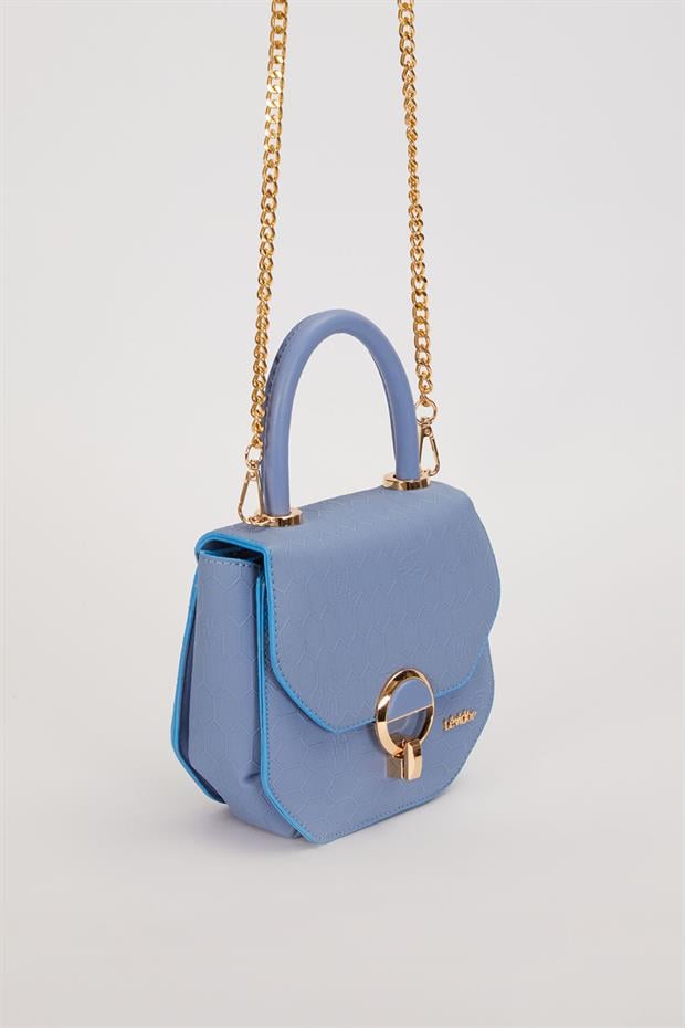 Mavi Kabartma Petek Desen El Çantası