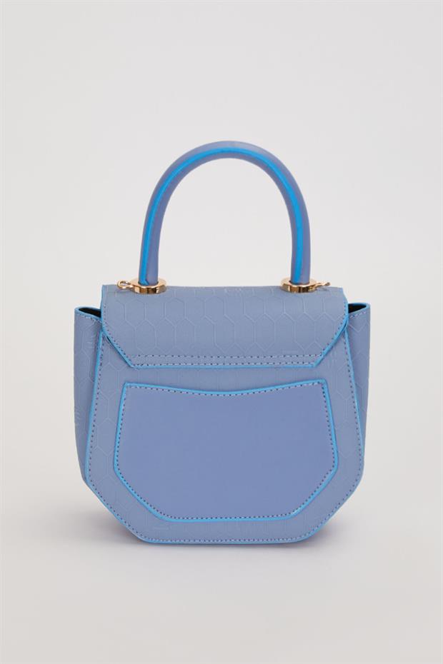 Mavi Kabartma Petek Desen El Çantası