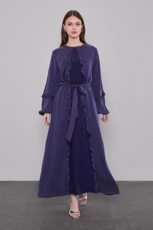 Mavi Kuşak Detaylı Cupra Elbise