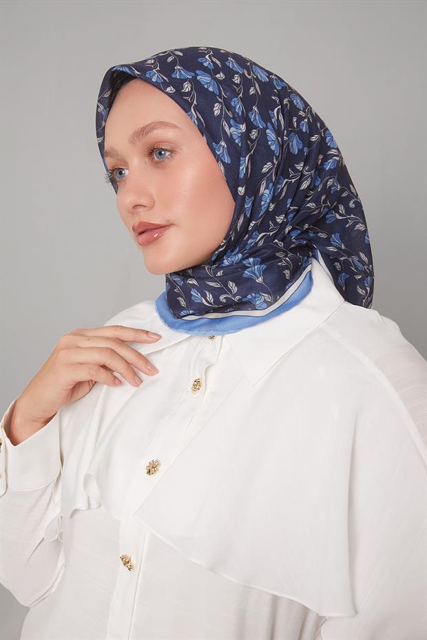 Mavi Sarmaşık Desen Soft Eşarp