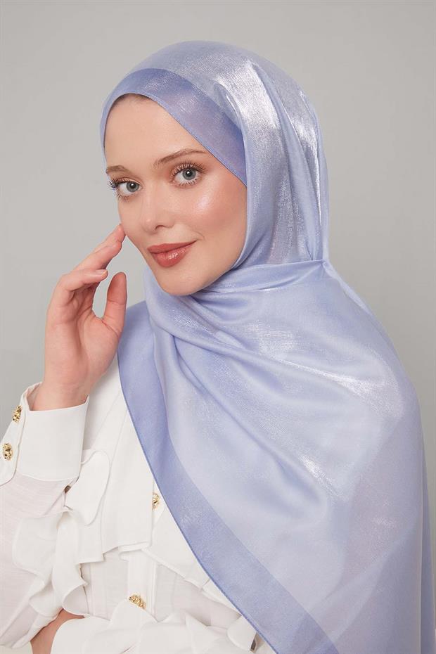 Mavi Şerit Desen Kehribar Şal