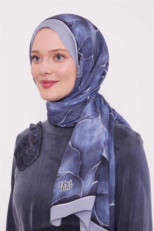 Mavi Varak Desen Royal Şal