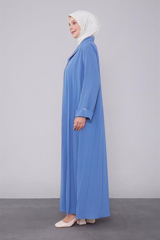 Mavi Yaka Detaylı Ferace