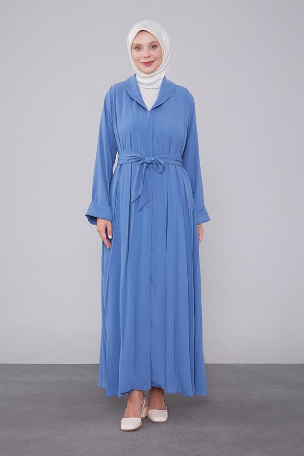 Mavi Yaka Detaylı Ferace