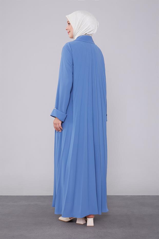 Mavi Yaka Detaylı Ferace