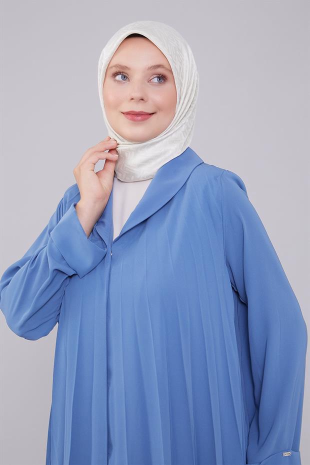 Mavi Yaka Detaylı Ferace