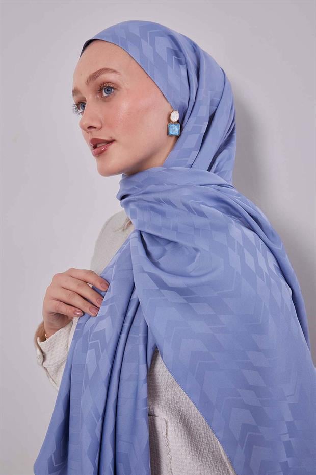 Mavi Yön Desen Blue Jakar Şal