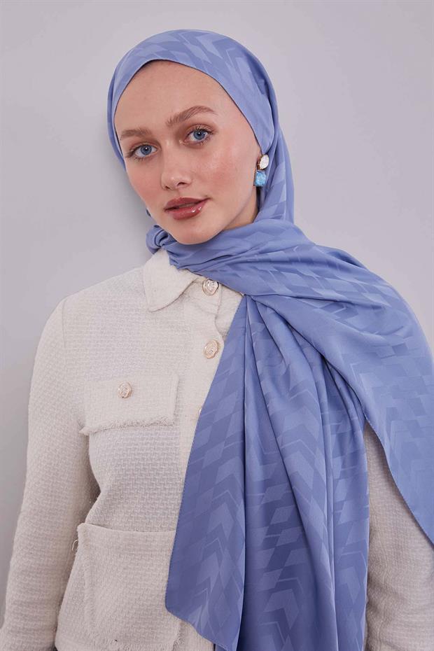 Mavi Yön Desen Blue Jakar Şal