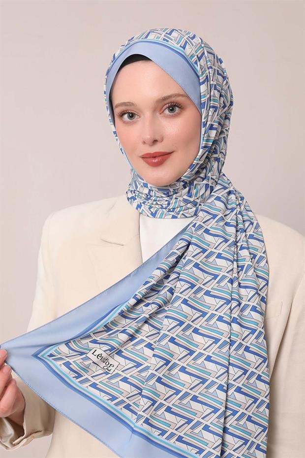 Mavi Zigzag Desen Club Şal