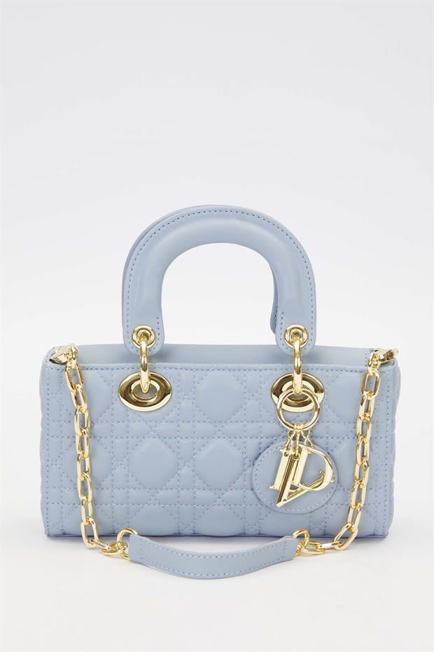 Mavi Zincir Askı Aksesuarlı El Çantası